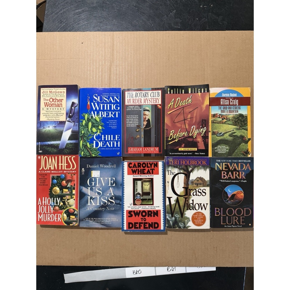 Lot of 10 random murder mystery novel paperback books, various authors B60